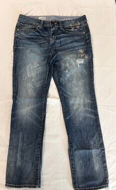 Gap 1969 Real Straight Jeans 28/6 Embroidered Distressed Y2K 100% Cotton